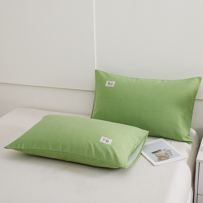 91家纺网 家纺一手货源 找家纺 宝时兰 2024新款纯色单枕套全棉加厚生态喷气磨毛纯棉口袋枕套 纯色-浅绿