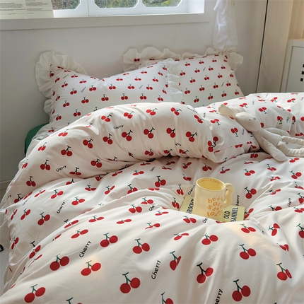 91家纺网 家纺一手货源 找家纺 （总）阿曼达 2023新款韩系ins风超柔亲肤水洗m花边印花四件套