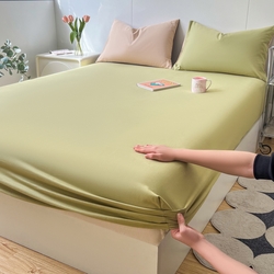 91家纺网 家纺一手货源 找家纺 （总）米粒家纺 2024新款纯色磨毛床笠,巴黎绿,大麦灰,粉雨,咖,奶白,奶咖,蔷薇,晴空,天蓝,甜曲奇,岩石灰,紫雾