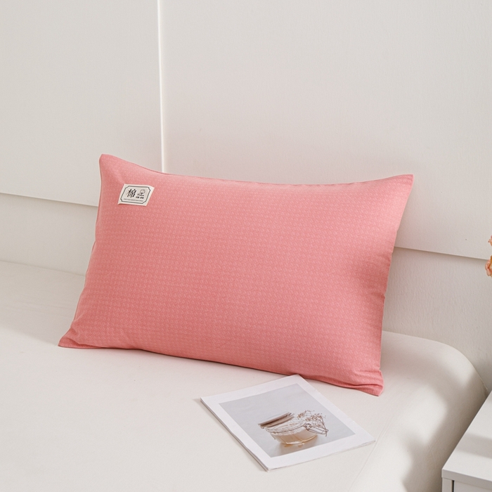 91家纺网 家纺一手货源 找家纺 宝时兰 2024新款纯色单枕套全棉加厚生态喷气磨毛纯棉口袋枕套 纯色-粉玉