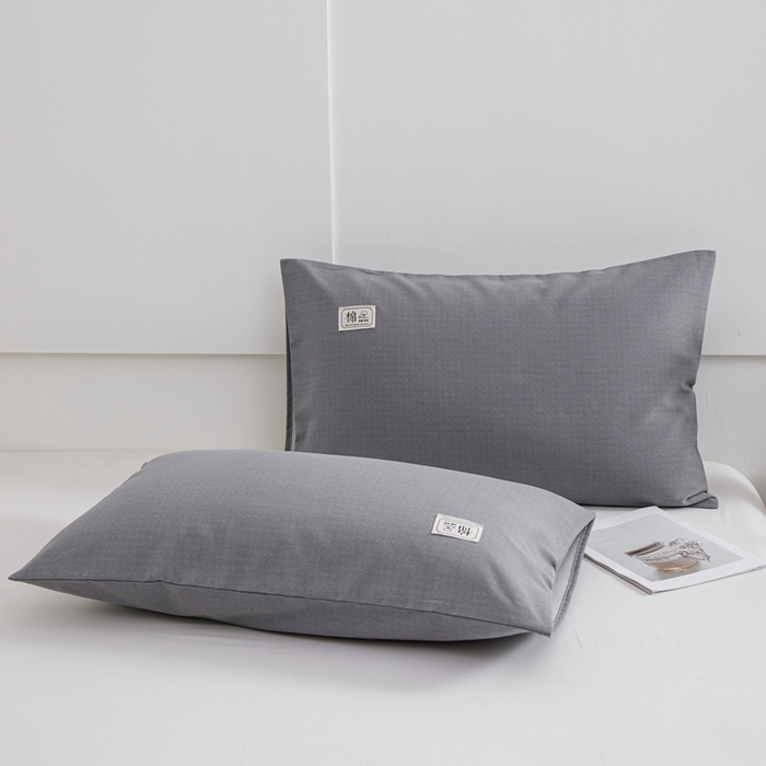 91家纺网 家纺一手货源 找家纺 宝时兰 2024新款纯色单枕套全棉加厚生态喷气磨毛纯棉口袋枕套 纯色-灰色