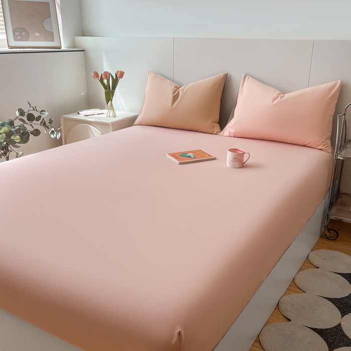 91家纺网 家纺一手货源 找家纺 米粒家纺 2024新款纯色磨毛床笠 蔷薇