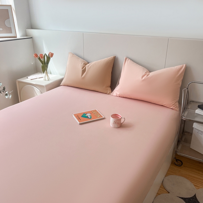 91家纺网 家纺一手货源 找家纺 米粒家纺 2024新款纯色磨毛床笠 蔷薇