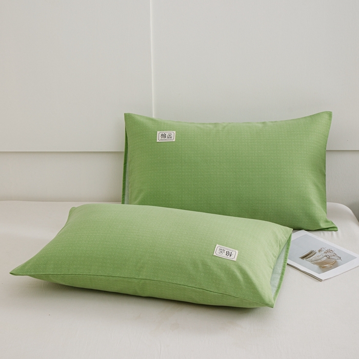 91家纺网 家纺一手货源 找家纺 宝时兰 2024新款纯色单枕套全棉加厚生态喷气磨毛纯棉口袋枕套 纯色-浅绿