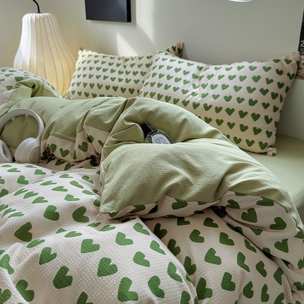 91家纺网 家纺一手货源 找家纺 （总）阿曼达 2024春夏直播新款母婴级泡泡m皱皱纱水洗m印花四件套