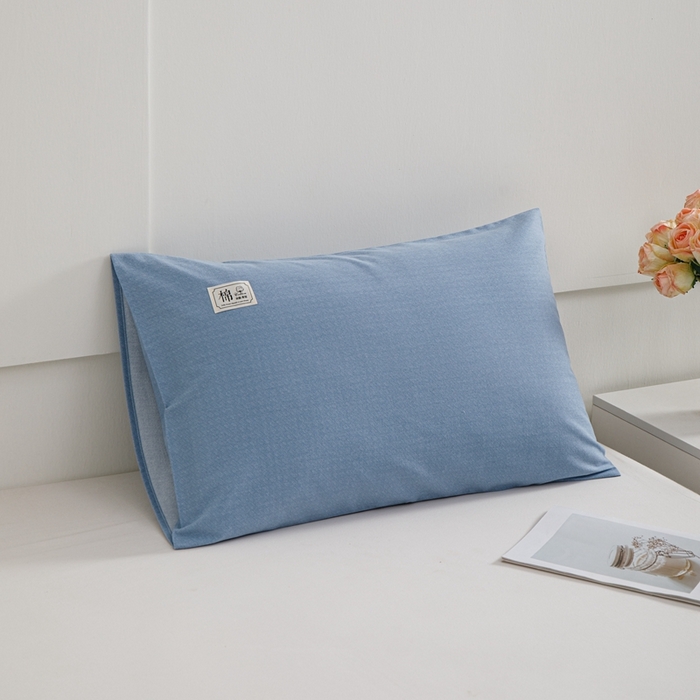 91家纺网 家纺一手货源 找家纺 宝时兰 2024新款纯色单枕套全棉加厚生态喷气磨毛纯棉口袋枕套 纯色-蓝色