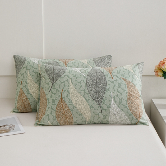 91家纺网 家纺一手货源 找家纺 宝时兰 2024新款纯色单枕套全棉加厚生态喷气磨毛纯棉口袋枕套 印花-庭叶