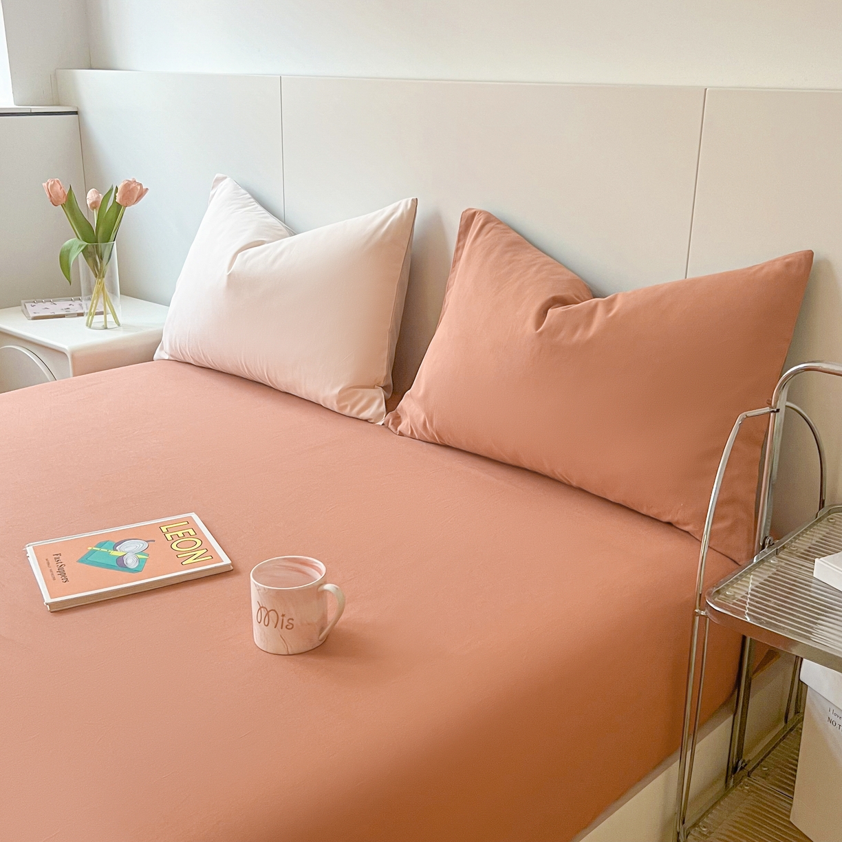 91家纺网 家纺一手货源 找家纺 米粒家纺 2024新款纯色磨毛床笠 甜曲奇