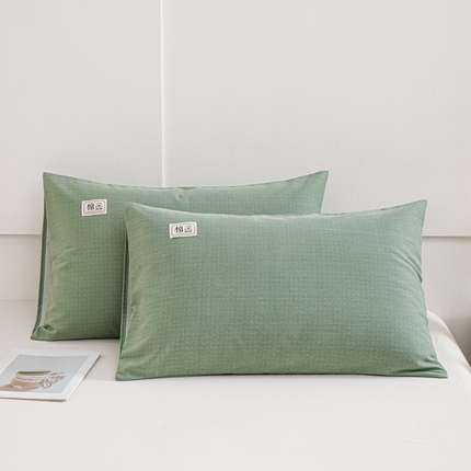 宝时兰 2024新款纯色单枕套全棉加厚生态喷气磨毛纯棉口袋枕套 纯色-绿色