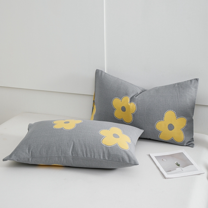 91家纺网 家纺一手货源 找家纺 宝时兰 2024新款纯色单枕套全棉加厚生态喷气磨毛纯棉口袋枕套 印花- 花密灰