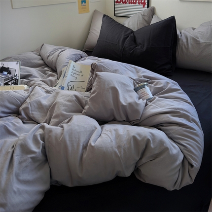 91家纺网 家纺一手货源 找家纺 （总）阿曼达2024新款ins博主风纯色黑色混搭学生四件套-禁止焦虑