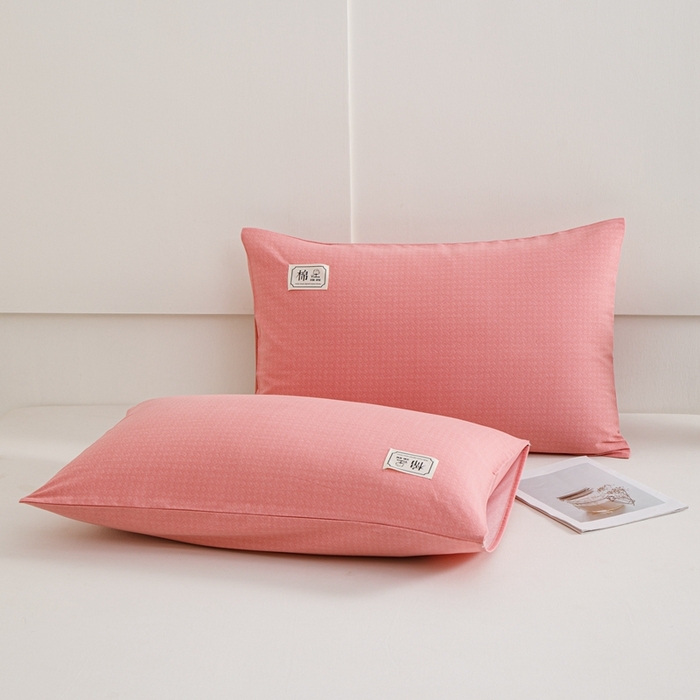 91家纺网 家纺一手货源 找家纺 宝时兰 2024新款纯色单枕套全棉加厚生态喷气磨毛纯棉口袋枕套 纯色-粉玉