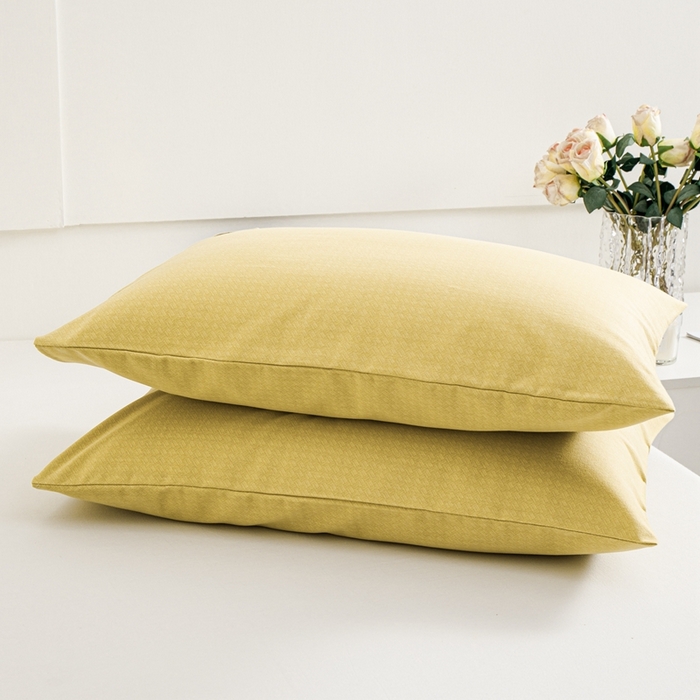 91家纺网 家纺一手货源 找家纺 宝时兰 2024新款纯色单枕套全棉加厚生态喷气磨毛纯棉口袋枕套 纯色-柠檬黄