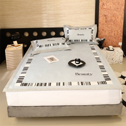 91家纺网 家纺一手货源 找家纺 橘滋 2024新款轻奢简约法式数码印花冰丝凉席-场景二 城市漫步