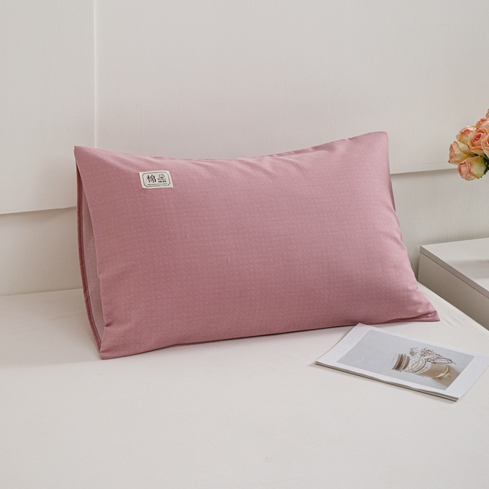 91家纺网 家纺一手货源 找家纺 宝时兰 2024新款纯色单枕套全棉加厚生态喷气磨毛纯棉口袋枕套 纯色-豆沙粉