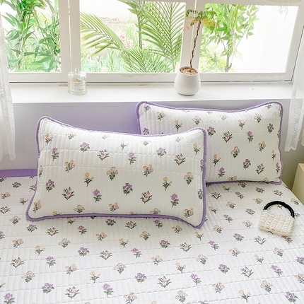 91家纺网 家纺一手货源 找家纺 久云居 2024新款双面全棉双层纱夹棉单枕套 花溪