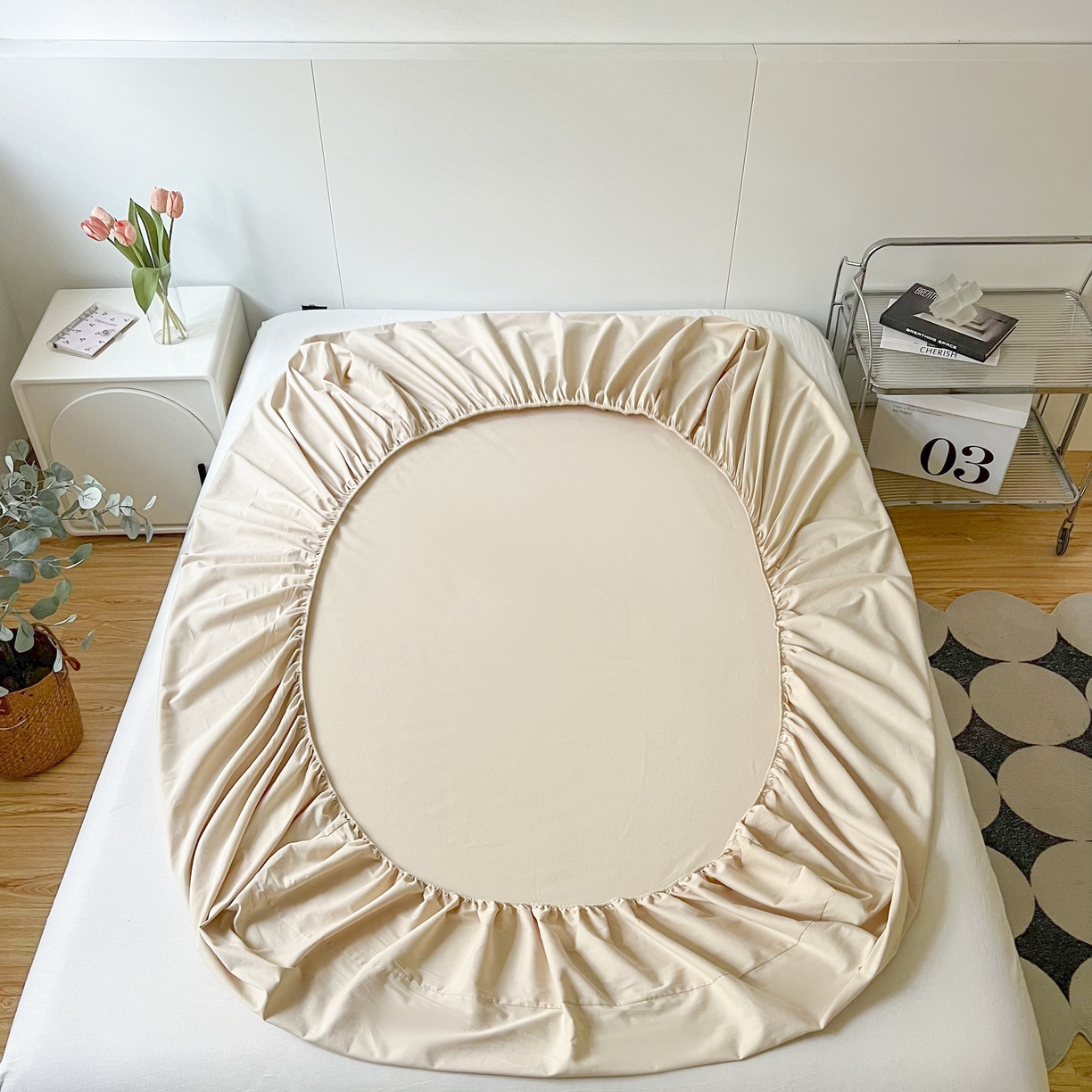 91家纺网 家纺一手货源 找家纺 米粒家纺 2024新款纯色磨毛床笠 咖