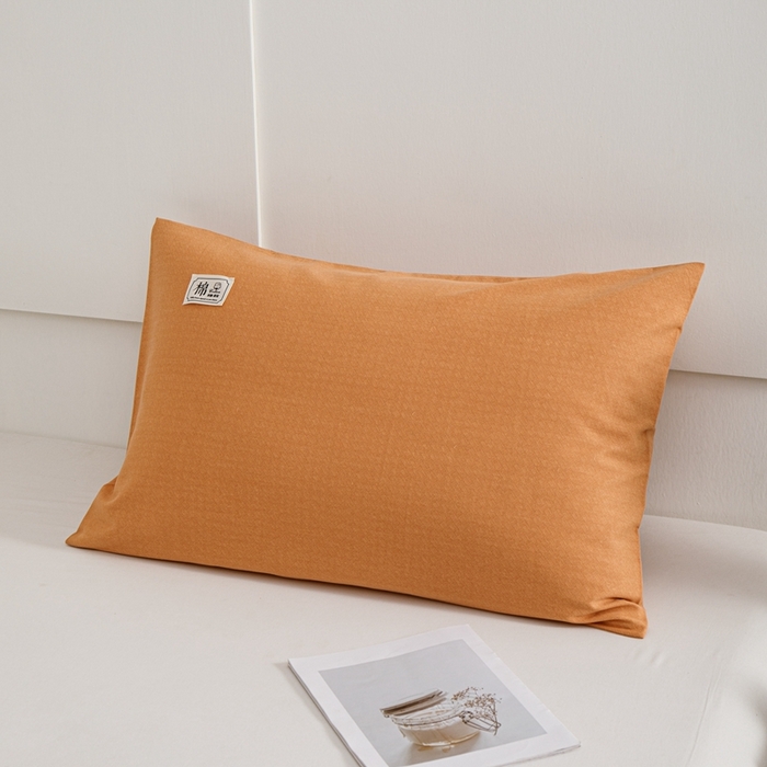 91家纺网 家纺一手货源 找家纺 宝时兰 2024新款纯色单枕套全棉加厚生态喷气磨毛纯棉口袋枕套 纯色-桔色