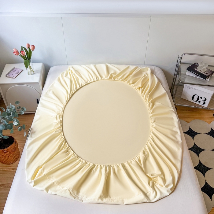 91家纺网 家纺一手货源 找家纺 米粒家纺 2024新款纯色磨毛床笠 奶白