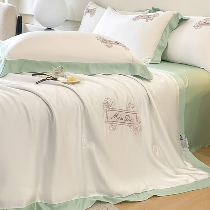 91家纺网 家纺一手货源 找家纺 （总）绘萱 2025热款绣花水洗天丝夏被四件套水洗真丝夏被冰丝夏凉被空调被-丹妮