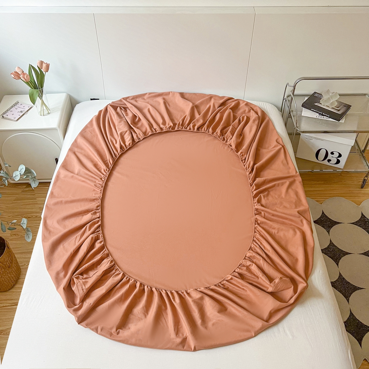 91家纺网 家纺一手货源 找家纺 米粒家纺 2024新款纯色磨毛床笠 甜曲奇