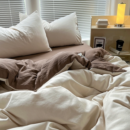 91家纺网 家纺一手货源 找家纺 （总）阿曼达 2024新款ins博主风ins奶油风简约轻奢混搭水洗m四件套