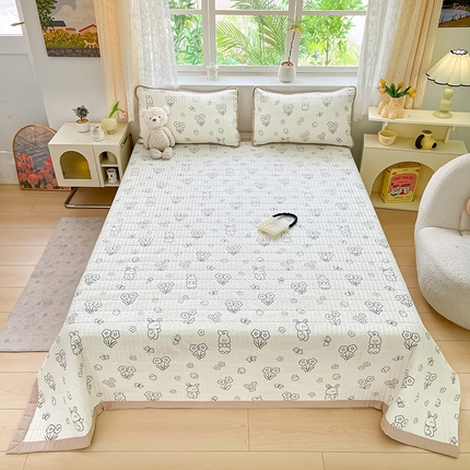 91家纺网 家纺一手货源 找家纺 （总）久云居 2024新款双面全棉双层纱夹棉床盖