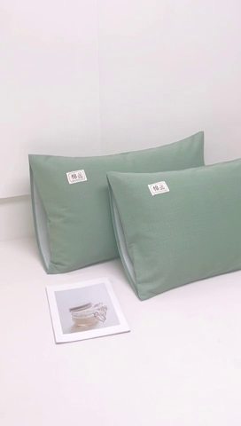 91家纺网 家纺一手货源 找家纺 宝时兰 2024新款纯色单枕套全棉加厚生态喷气磨毛纯棉口袋枕套 纯色-绿色