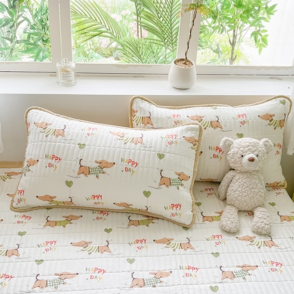 91家纺网 家纺一手货源 找家纺 久云居 2024新款双面全棉双层纱夹棉单枕套 旺财