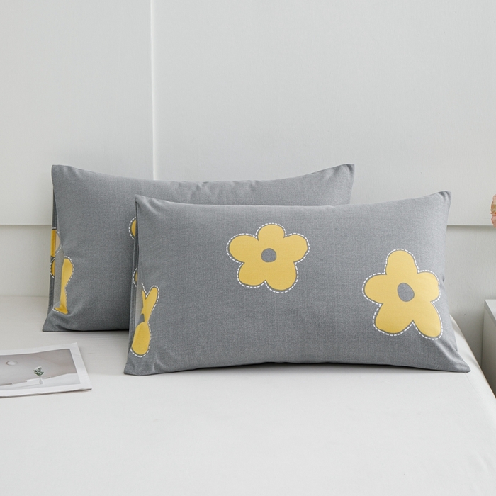 91家纺网 家纺一手货源 找家纺 宝时兰 2024新款纯色单枕套全棉加厚生态喷气磨毛纯棉口袋枕套 印花- 花密灰