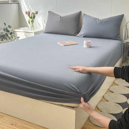 米粒家纺 2024新款纯色磨毛床笠 晴空