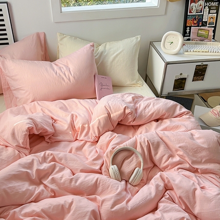 91家纺网 家纺一手货源 找家纺 （总）阿曼达 2024新款ins博主风ins奶油风简约轻奢混搭水洗m四件套