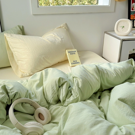 91家纺网 家纺一手货源 找家纺 （总）阿曼达 2024新款ins博主风ins奶油风简约轻奢混搭水洗m四件套