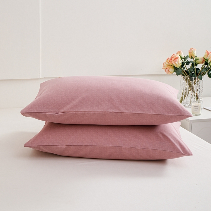 91家纺网 家纺一手货源 找家纺 宝时兰 2024新款纯色单枕套全棉加厚生态喷气磨毛纯棉口袋枕套 纯色-豆沙粉