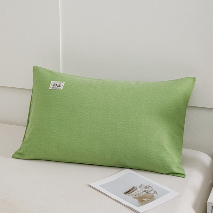 91家纺网 家纺一手货源 找家纺 宝时兰 2024新款纯色单枕套全棉加厚生态喷气磨毛纯棉口袋枕套 纯色-浅绿