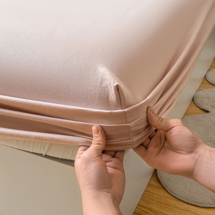 91家纺网 家纺一手货源 找家纺 米粒家纺 2024新款纯色磨毛床笠 蔷薇