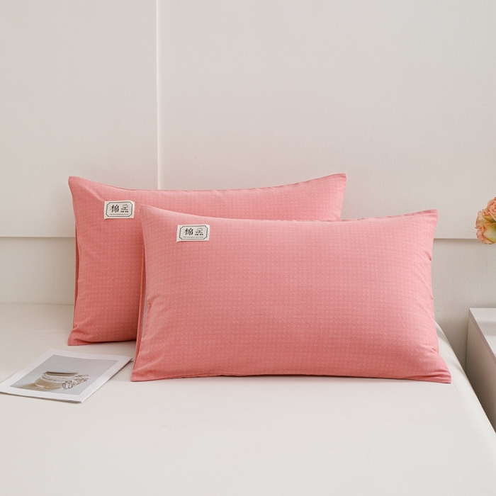 91家纺网 家纺一手货源 找家纺 宝时兰 2024新款纯色单枕套全棉加厚生态喷气磨毛纯棉口袋枕套 纯色-粉玉