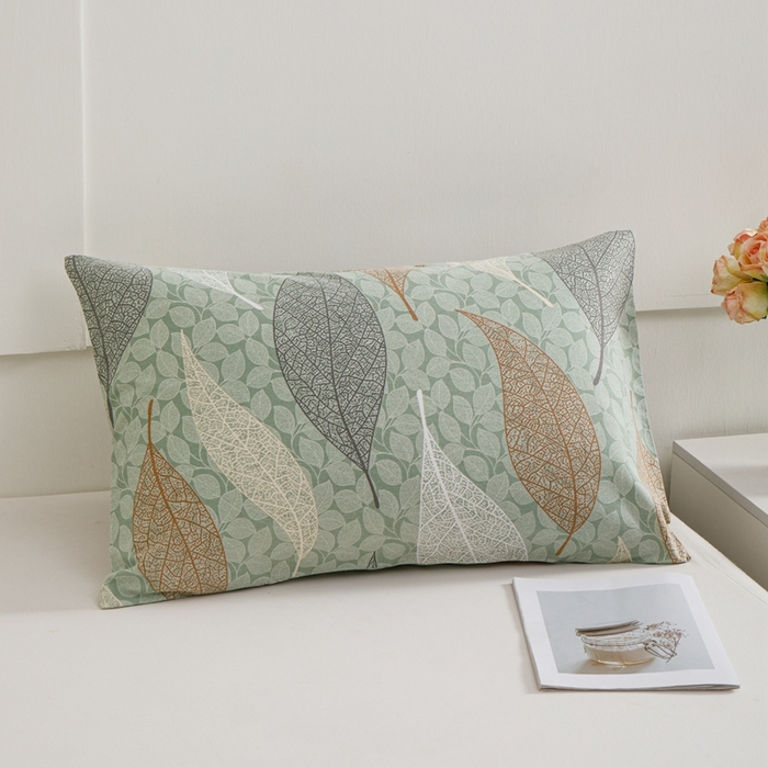 91家纺网 家纺一手货源 找家纺 宝时兰 2024新款纯色单枕套全棉加厚生态喷气磨毛纯棉口袋枕套 印花-庭叶