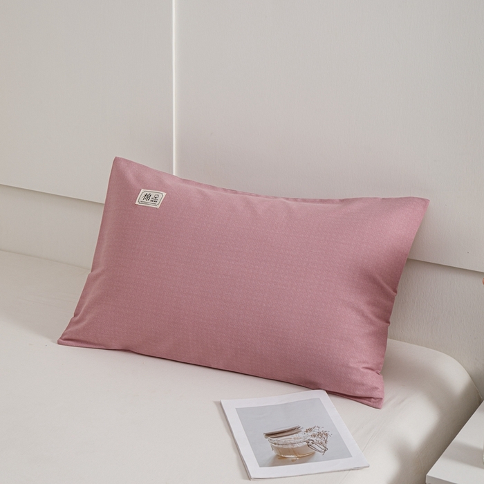 91家纺网 家纺一手货源 找家纺 宝时兰 2024新款纯色单枕套全棉加厚生态喷气磨毛纯棉口袋枕套 纯色-豆沙粉