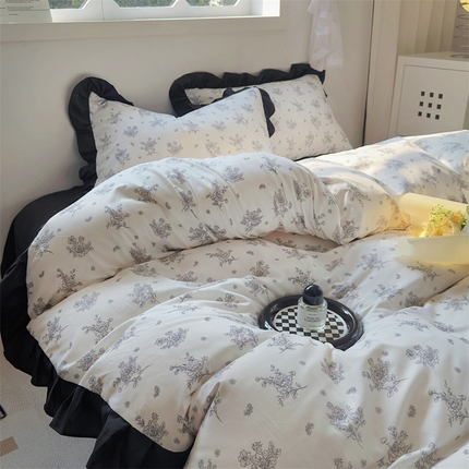 91家纺网 家纺一手货源 找家纺 （总）阿曼达 2023新款韩系ins风超柔亲肤水洗m花边印花四件套