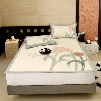 橘滋 2024新款轻奢简约法式数码印花冰丝凉席-场景二 茜茜花园