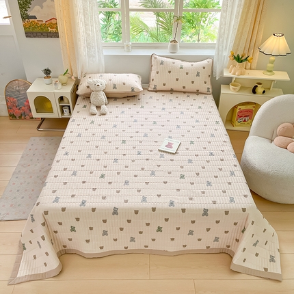 91家纺网 家纺一手货源 找家纺 久云居 2024新款双面全棉双层纱夹棉床盖 萌迪