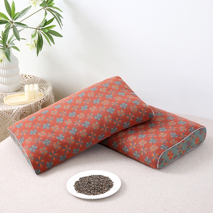 91家纺网 家纺一手货源 找家纺 梦叶草 2024新款全棉双层纱荞麦枕芯30×50cm纯棉荞麦枕头 双层纱荞麦枕-碎花红