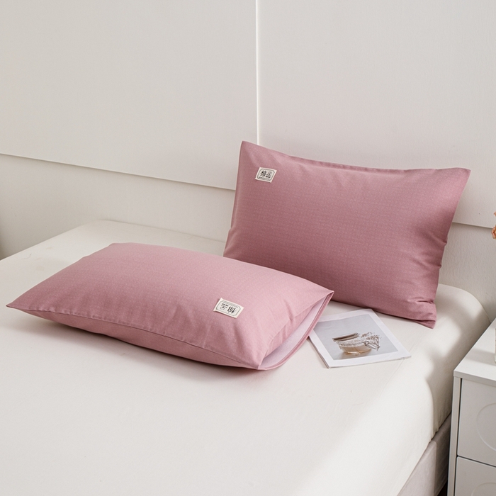 91家纺网 家纺一手货源 找家纺 宝时兰 2024新款纯色单枕套全棉加厚生态喷气磨毛纯棉口袋枕套 纯色-豆沙粉