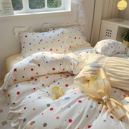 91家纺网 家纺一手货源 找家纺 （总）阿曼达 2023新款韩系ins风超柔亲肤水洗m花边印花四件套