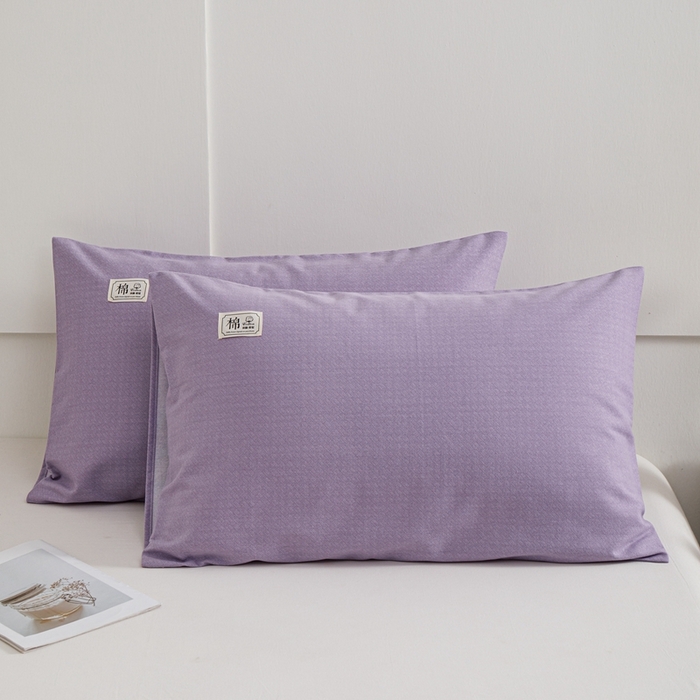 91家纺网 家纺一手货源 找家纺 宝时兰 2024新款纯色单枕套全棉加厚生态喷气磨毛纯棉口袋枕套 纯色-紫色