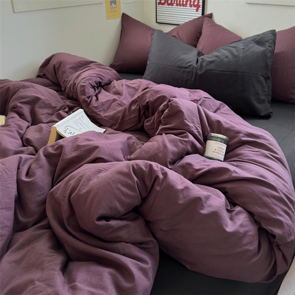 91家纺网 家纺一手货源 找家纺 （总）阿曼达2024新款ins博主风纯色黑色混搭学生四件套-禁止焦虑