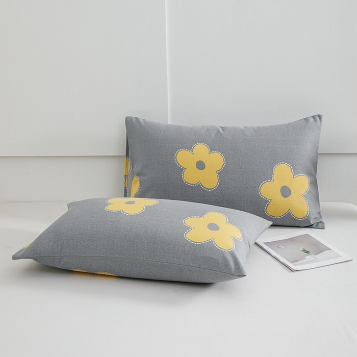 91家纺网 家纺一手货源 找家纺 宝时兰 2024新款纯色单枕套全棉加厚生态喷气磨毛纯棉口袋枕套 印花- 花密灰