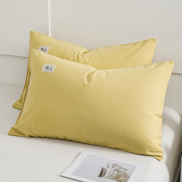 91家纺网 家纺一手货源 找家纺 宝时兰 2024新款纯色单枕套全棉加厚生态喷气磨毛纯棉口袋枕套 纯色-柠檬黄