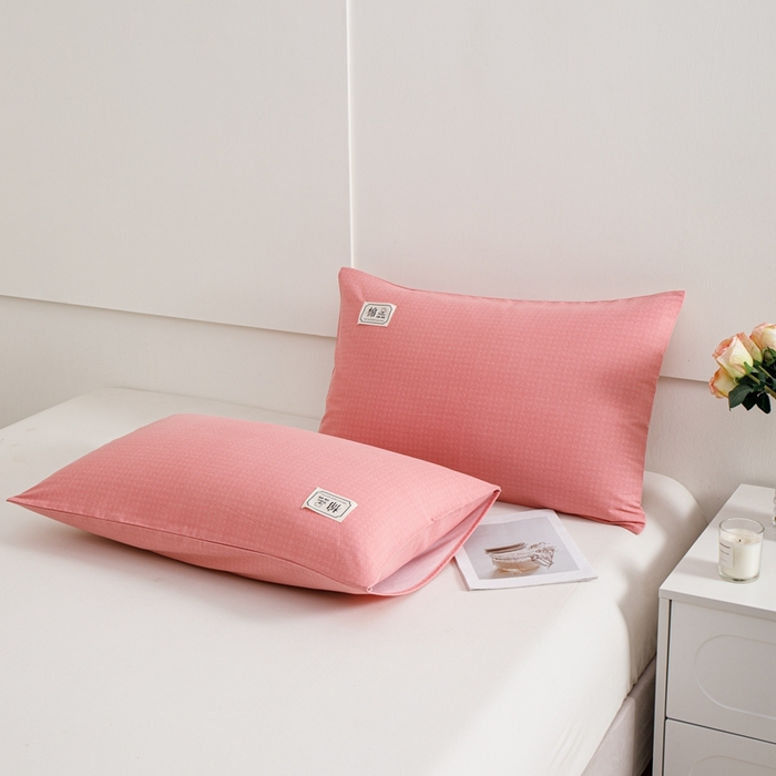 91家纺网 家纺一手货源 找家纺 宝时兰 2024新款纯色单枕套全棉加厚生态喷气磨毛纯棉口袋枕套 纯色-粉玉